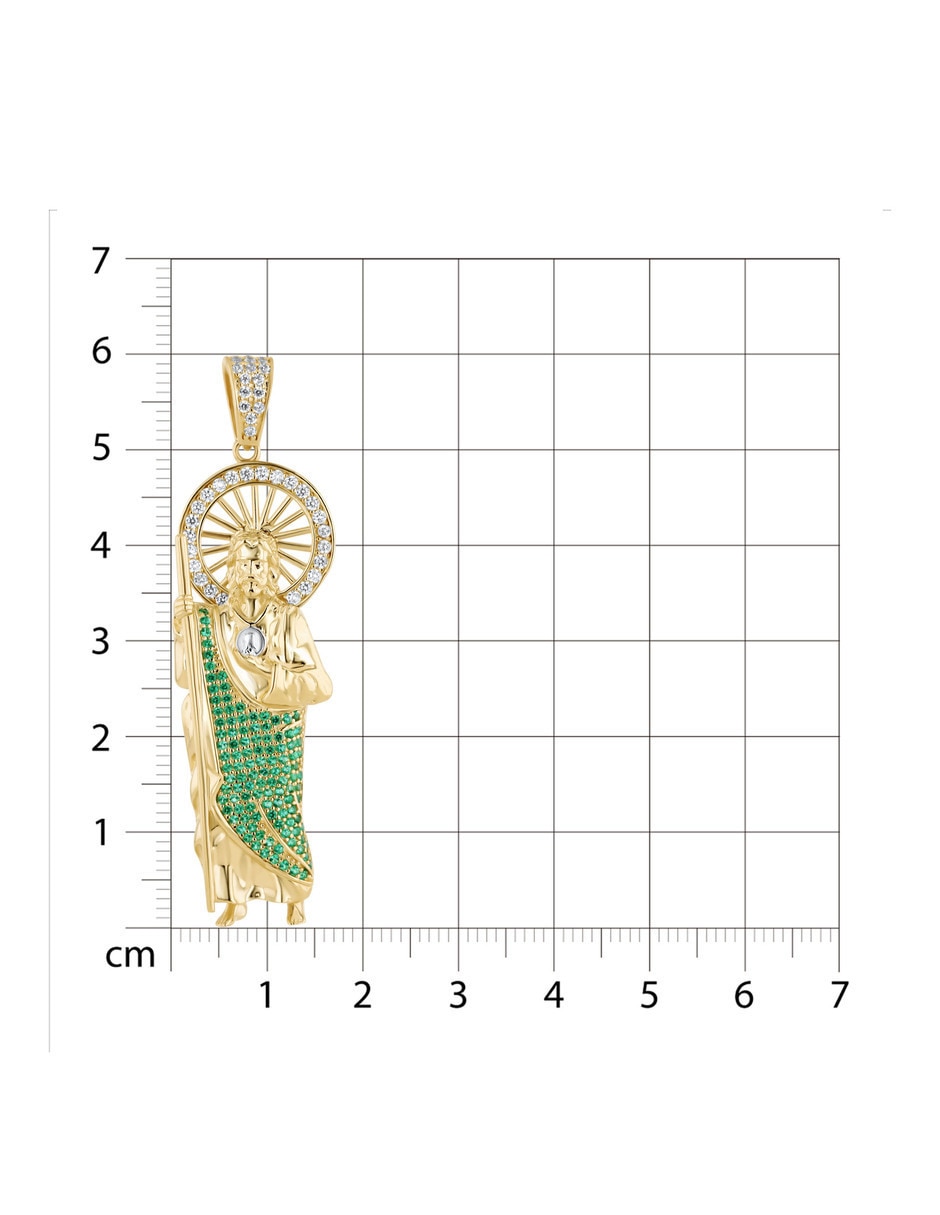 Dije de San Judas Joyerias Bizzarro de oro amarillo 14 k zirconia