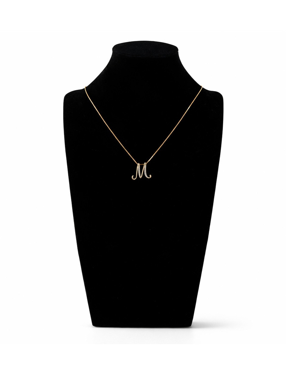 Collar de letra M Joyerias Bizzarro de oro amarillo 14 k diamante