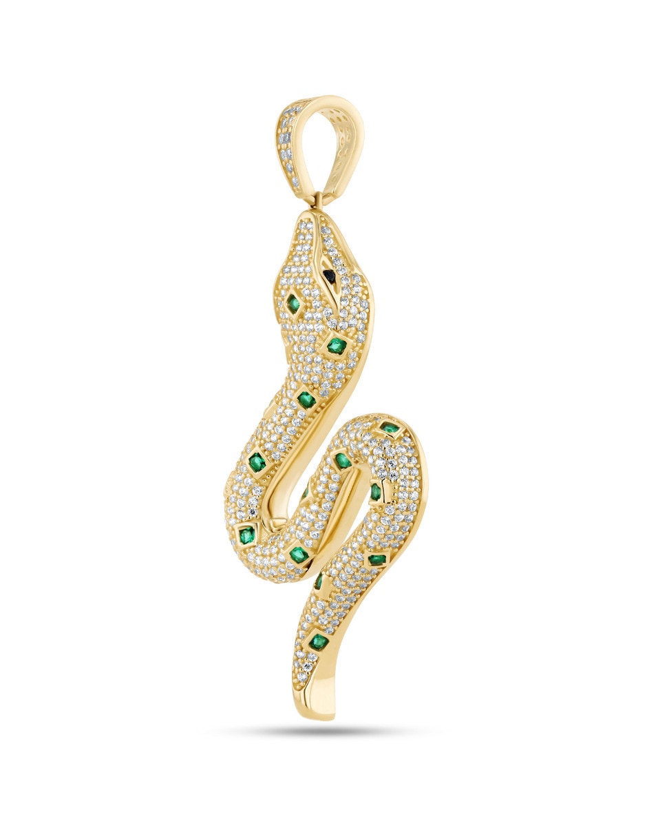 Dije de Serpiente de oro amarillo 14 k zirconia 3