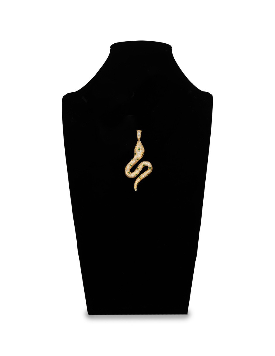Dije de Serpiente de oro amarillo 14 k zirconia 4