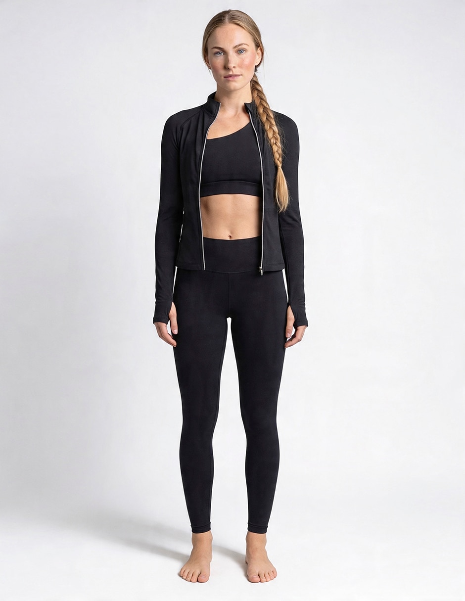 Conjunto deportivo ajustado ferdi con cierre para mujer