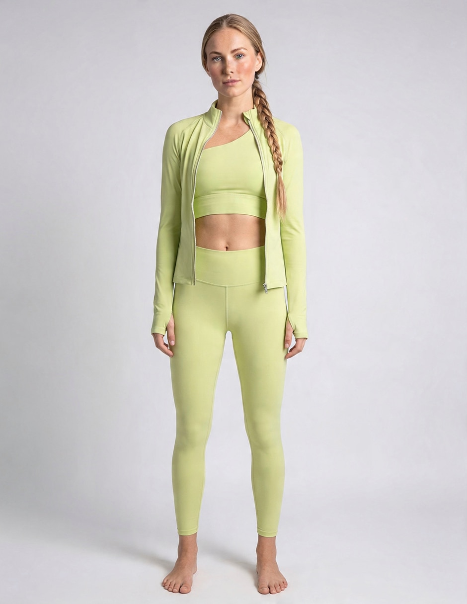 Conjunto deportivo ajustado con cierre para mujer