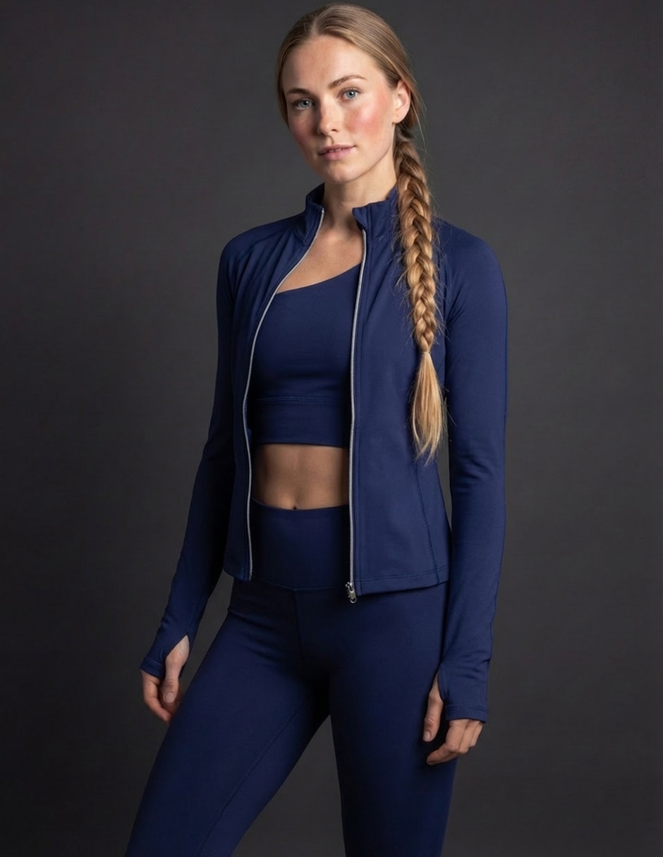 Conjunto deportivo ajustado ferdi con cierre para mujer