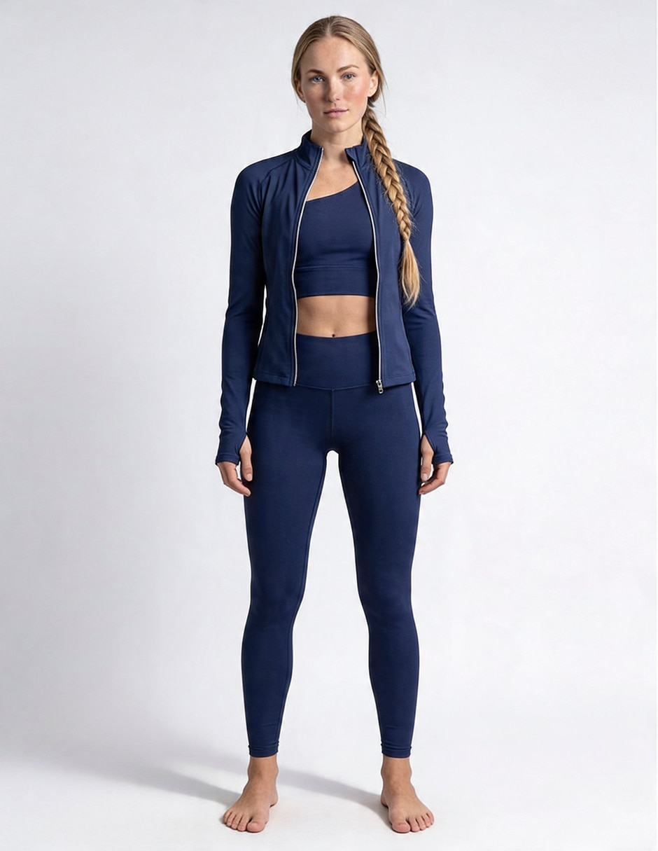 Conjunto deportivo ajustado ferdi con cierre para mujer