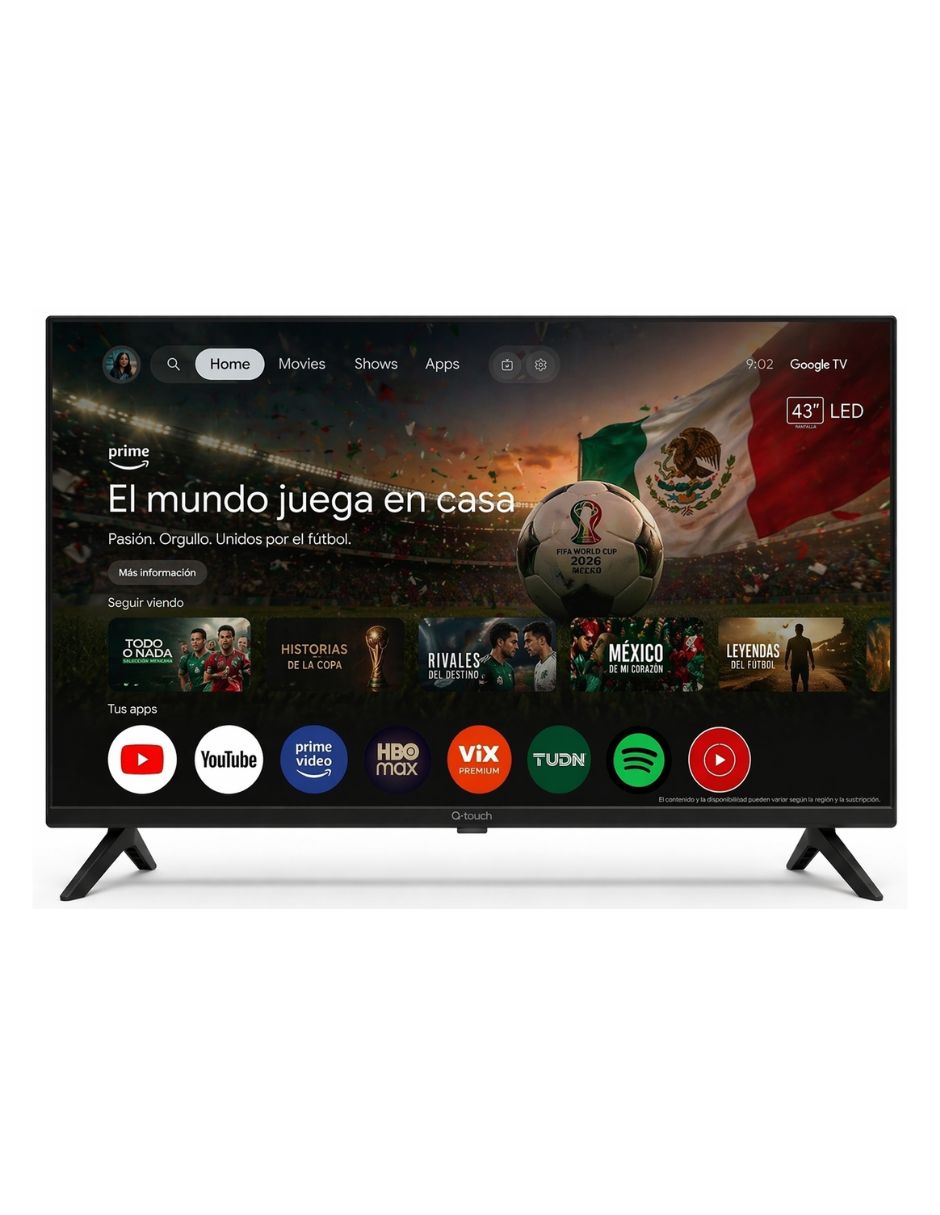 Q-TOUCH Pantalla Smart TV Q-Touch LED de 43 pulgadas HD GTV0043 con google TV con AI sound
