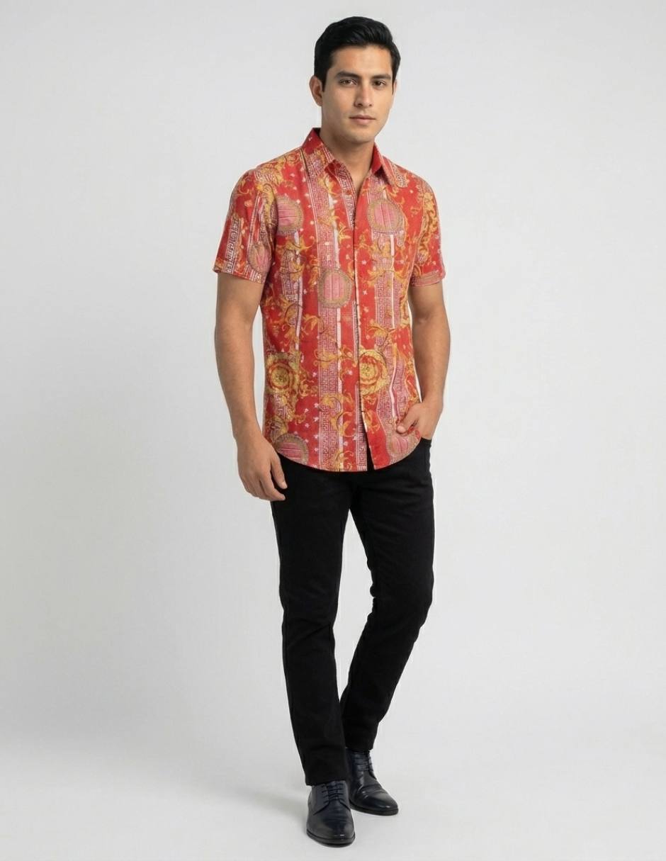 Camisa casual Pavini manga corta para hombre