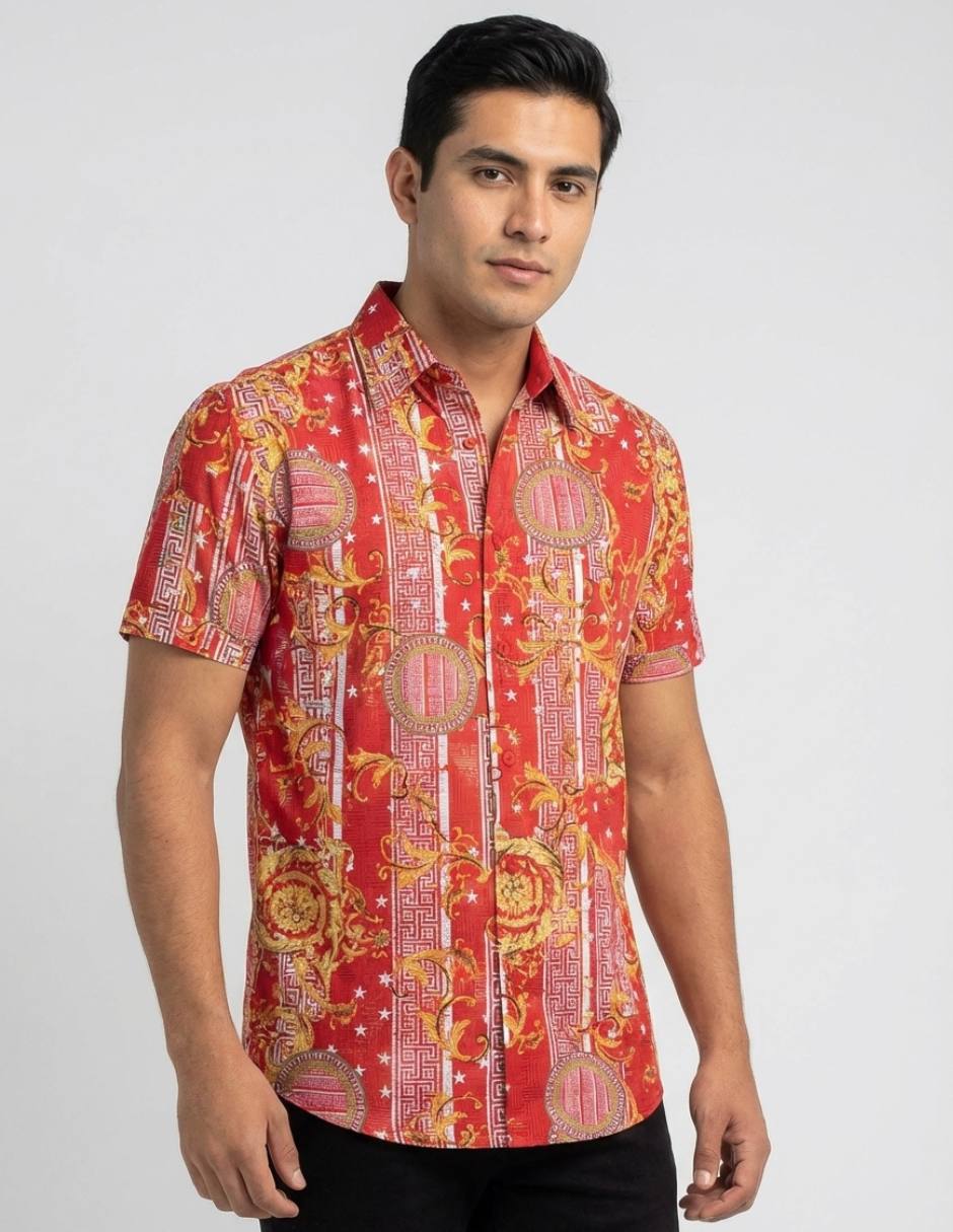 Camisa casual Pavini manga corta para hombre