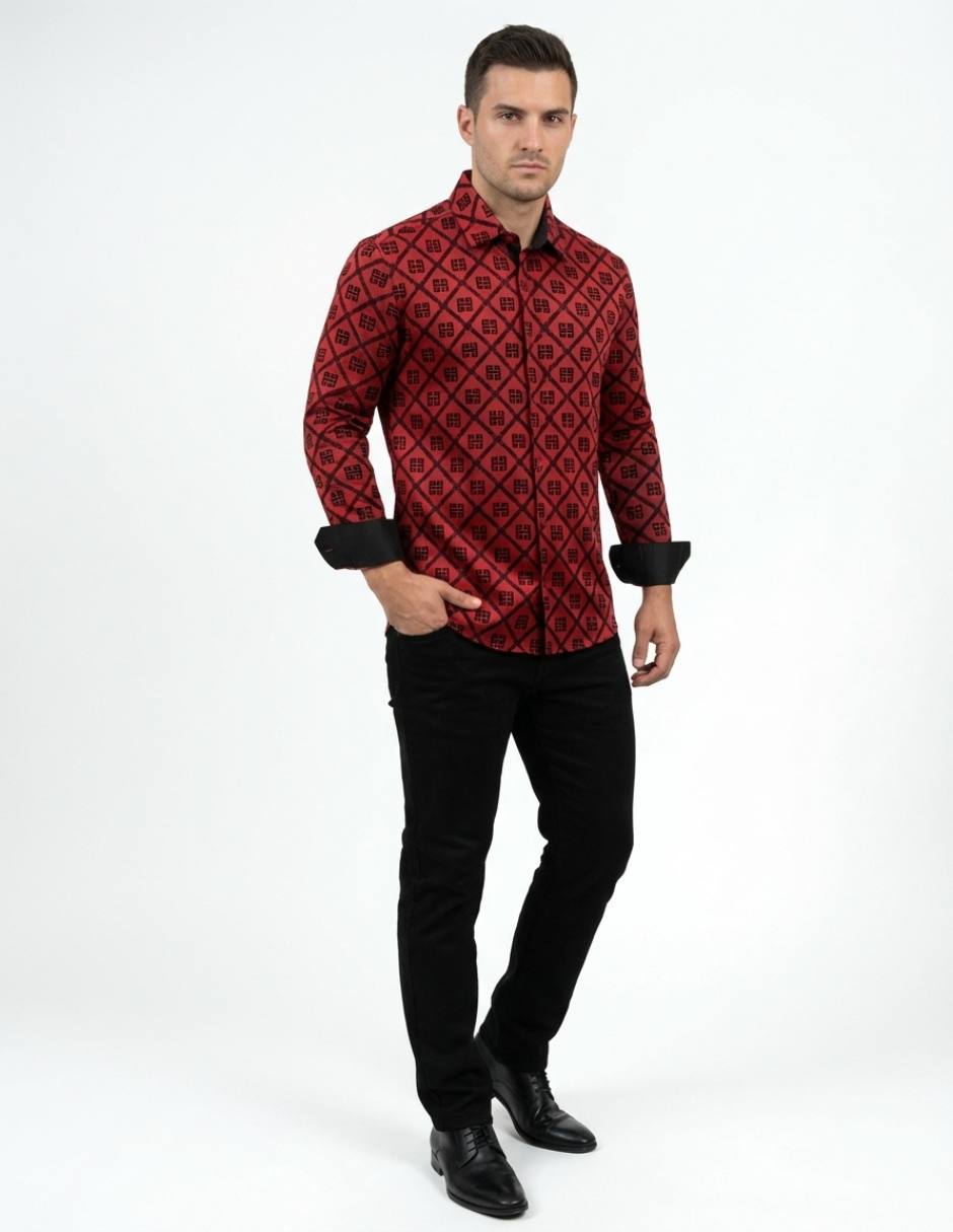 Camisa casual Pavini manga larga para hombre