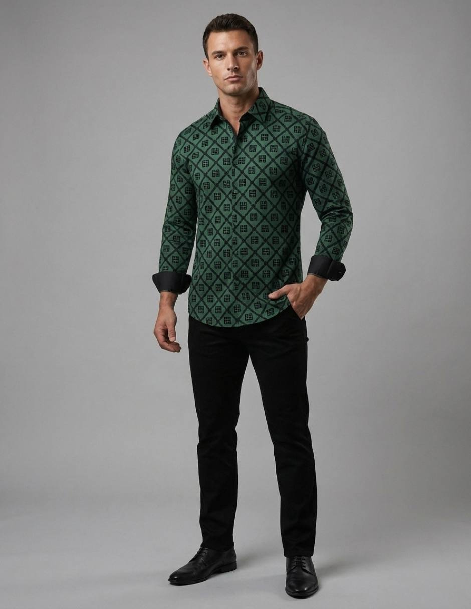 Camisa casual manga larga para hombre 3