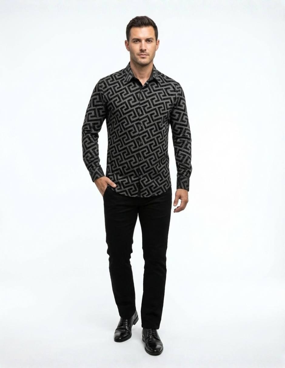 Camisa casual Pavini manga larga para hombre