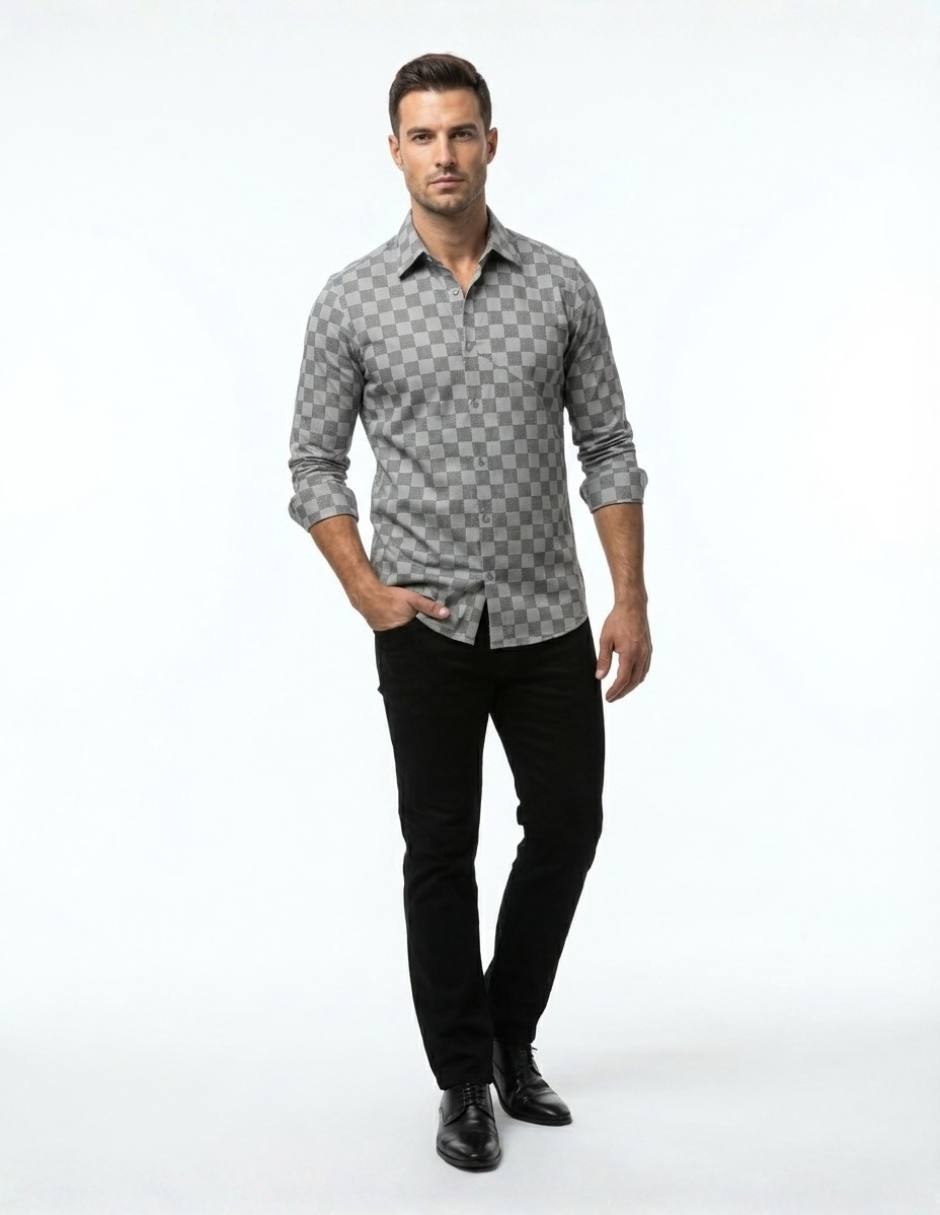 Camisa casual manga larga para hombre 2