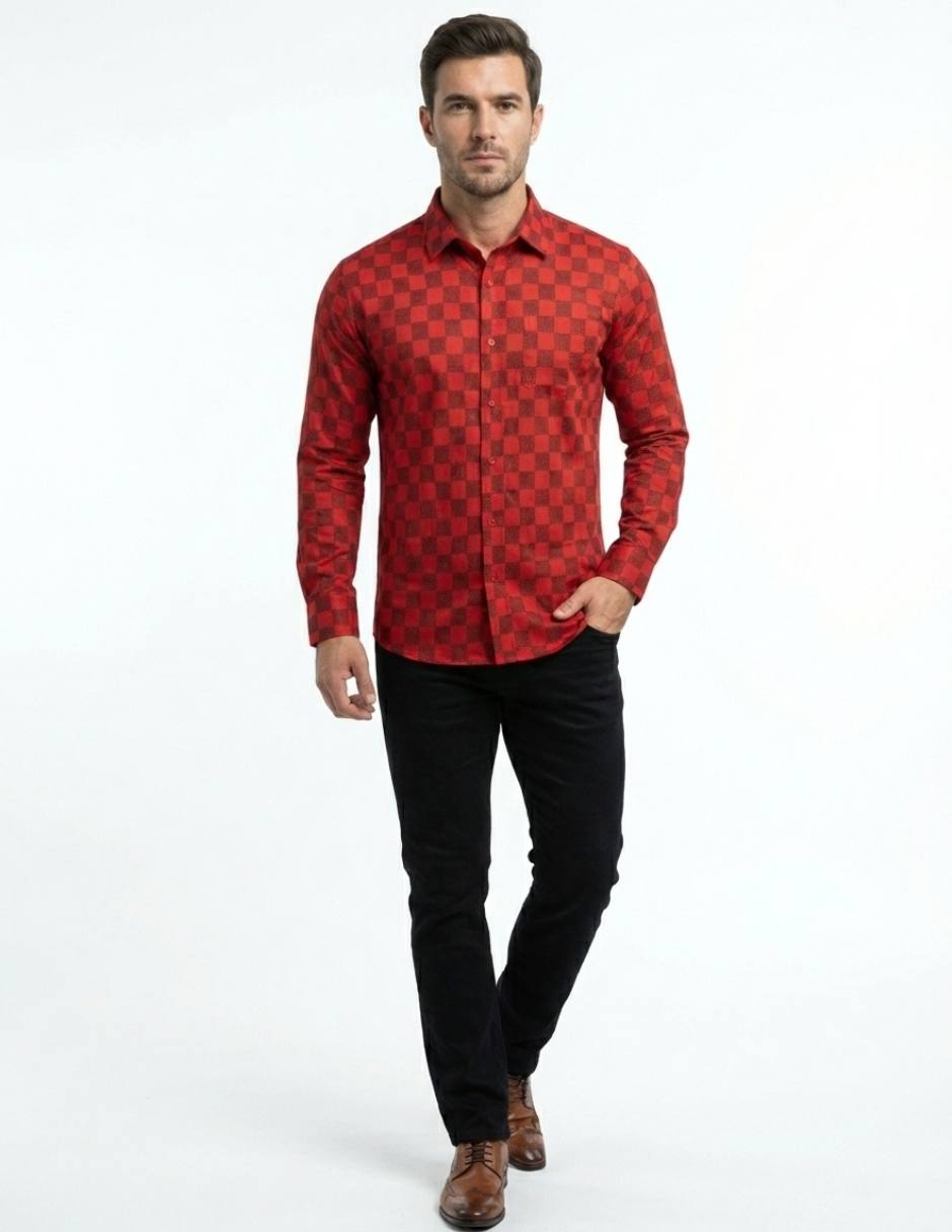 Camisa casual Pavini manga larga para hombre