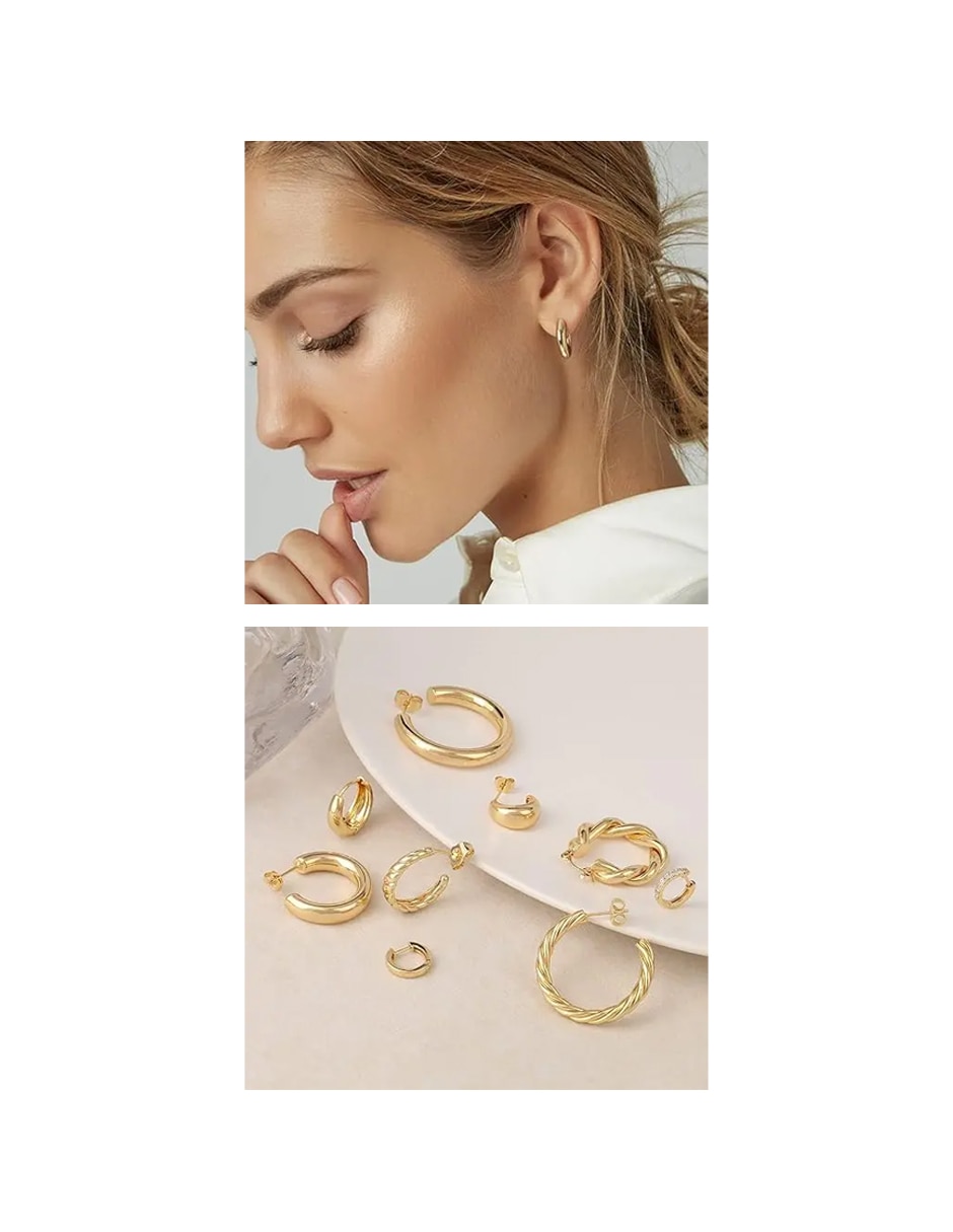 Set de arracadas Genérica Joyería Fina de oro laminado 14 k con acabado chapa de oro