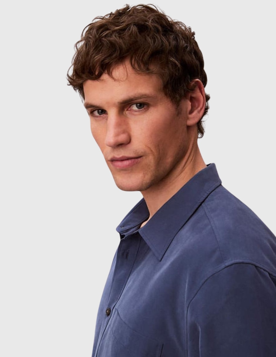 Camisa/Sobrecamisa Casual de (si aplica) Modal manga Larga para hombre 5