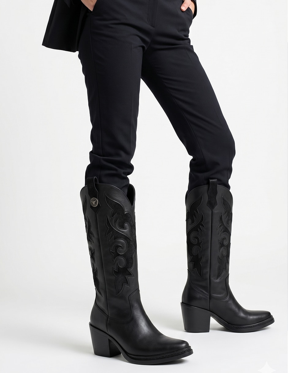 Bota cowboy abajo de la rodilla kuali shoes vaqueras para mujer