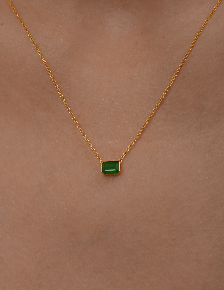 Collar con dije rectangular gladkova joyería de oro 14 k