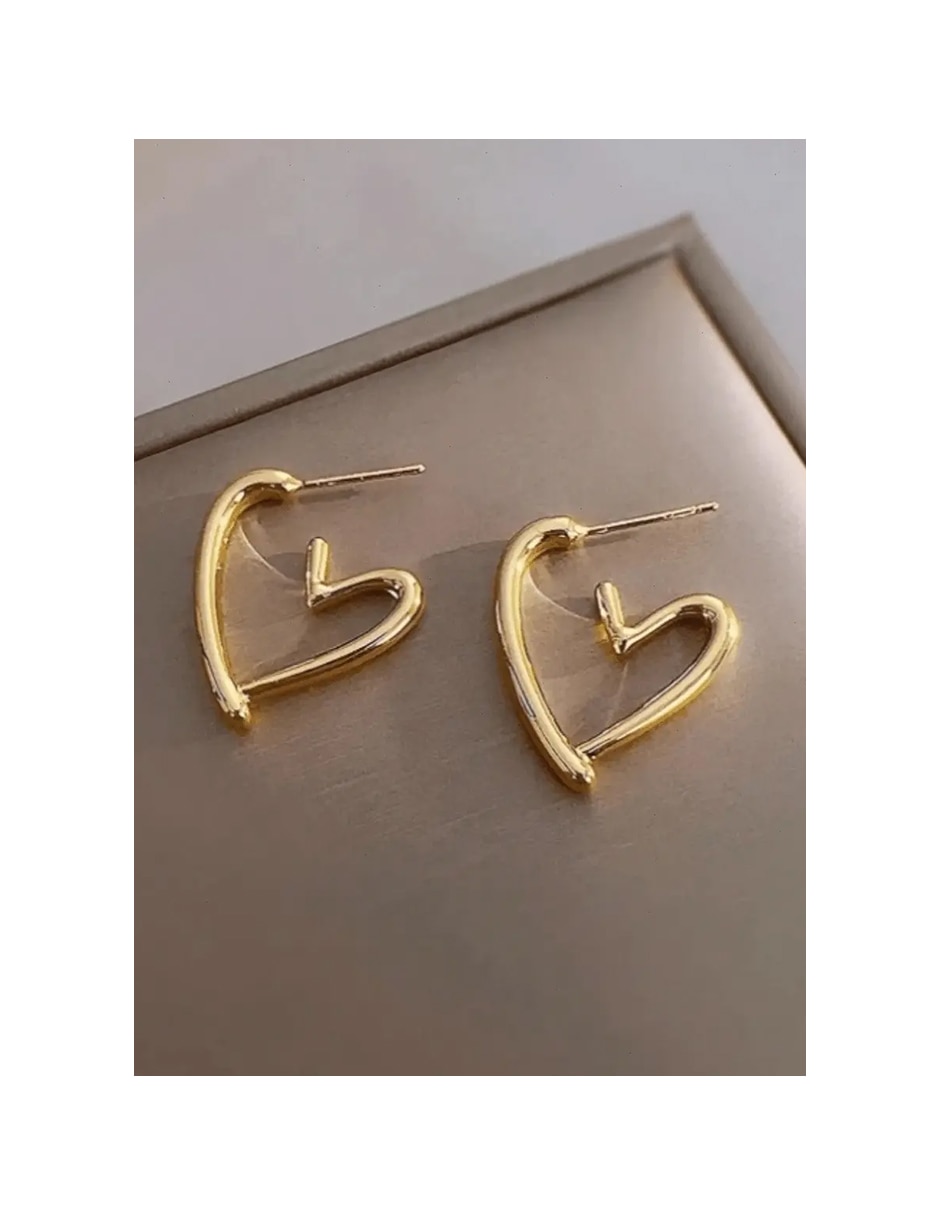 Set de aretes corazón Genérica Joyería fina con acabado brillante