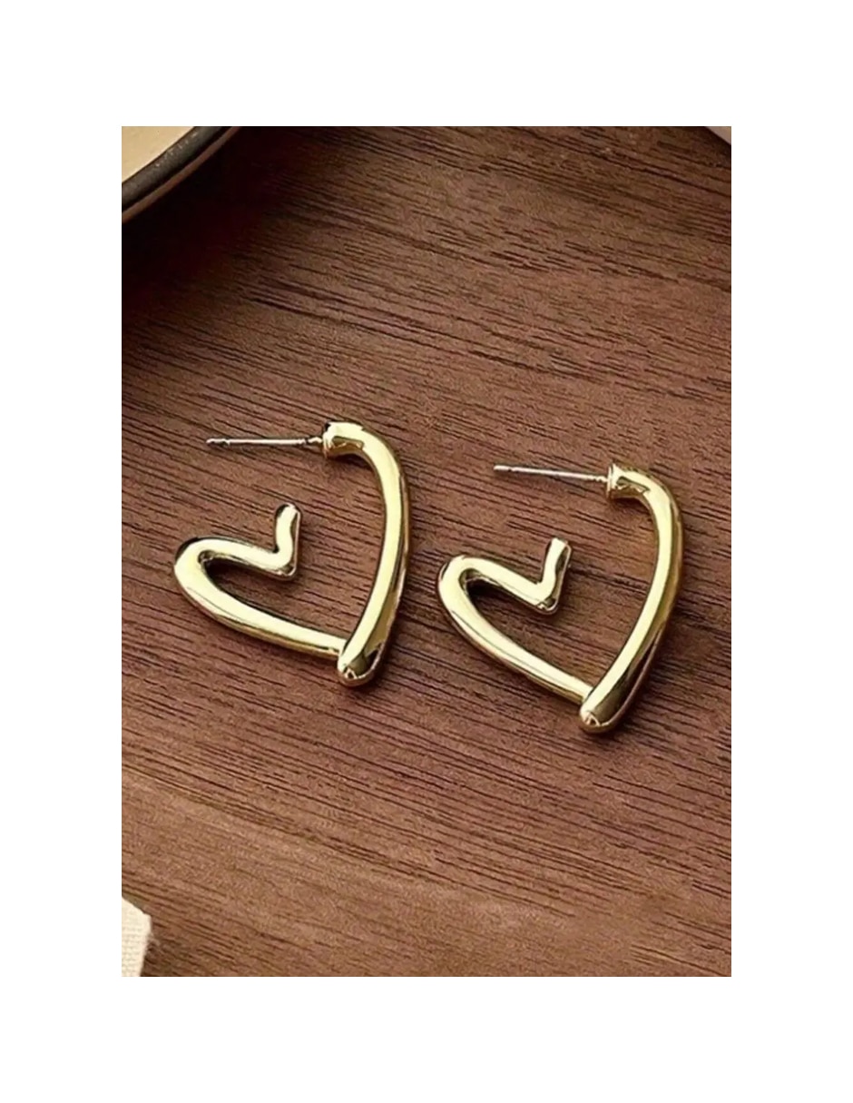 Set de aretes corazón Genérica Joyería fina con acabado brillante