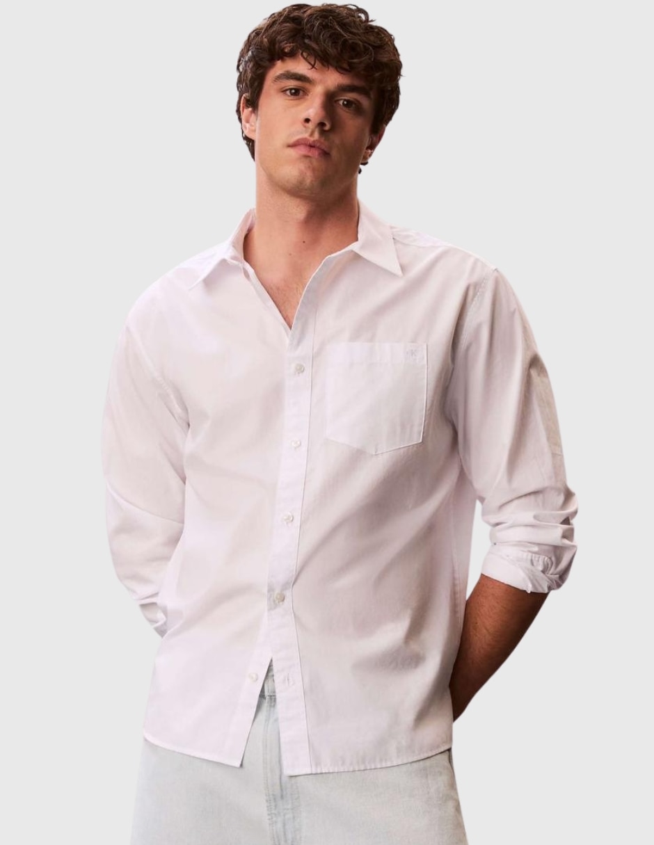Camisa casual Calvin Klein de algodón manga larga para hombre