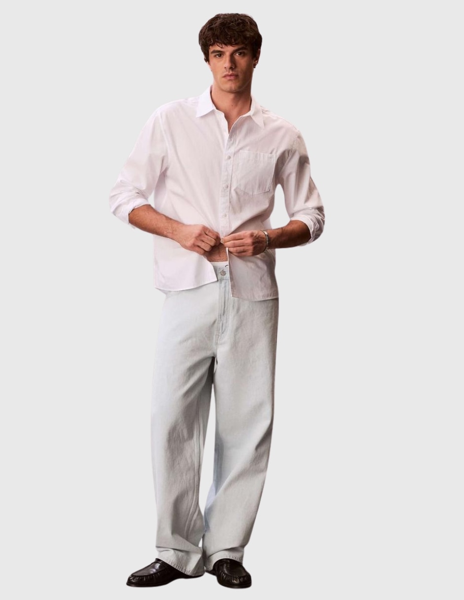 Camisa casual Calvin Klein de algodón manga larga para hombre