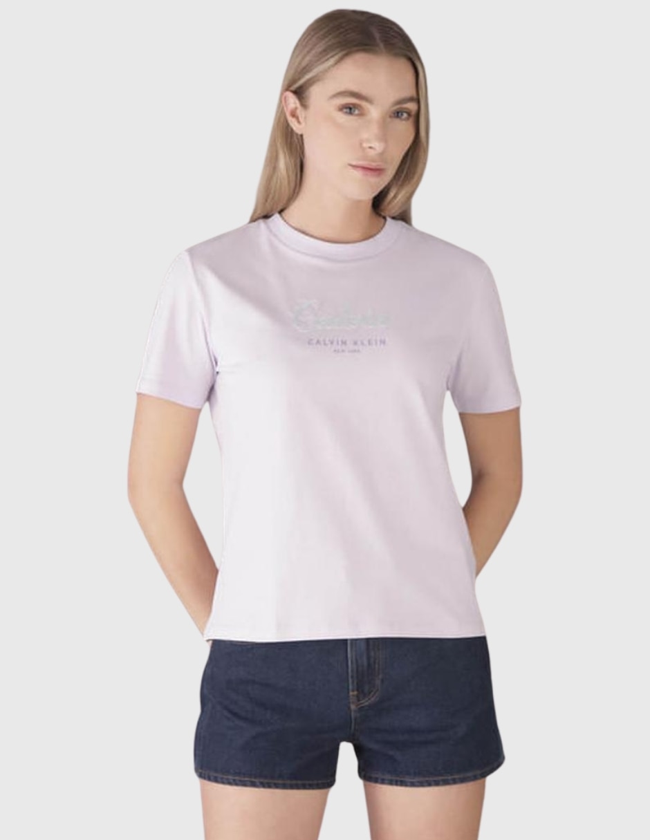 Playera manga Corta Sin colección cuello Redondo para mujer