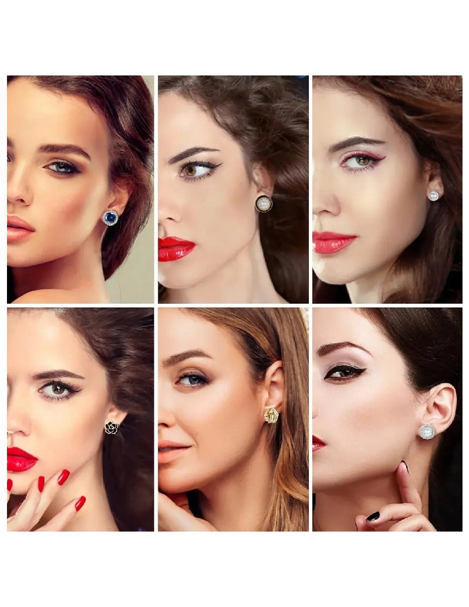 Aretes corto diferentes diseños genérica joyeria fina de acero inoxidable con acabado diamantado circonita