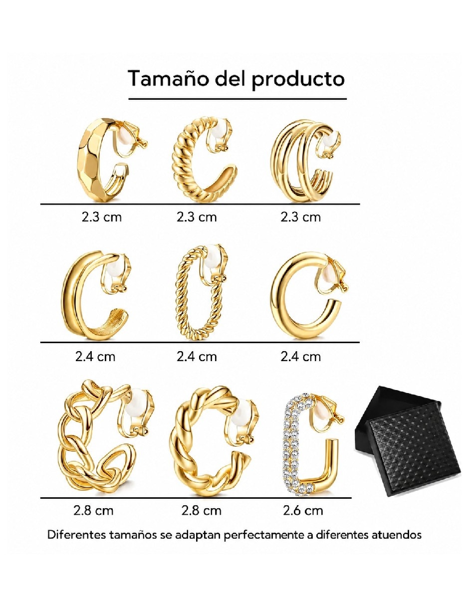 Set de aretes diferentes diseños genérica joyería fina de oro laminado 18 k con acabado chapa de oro