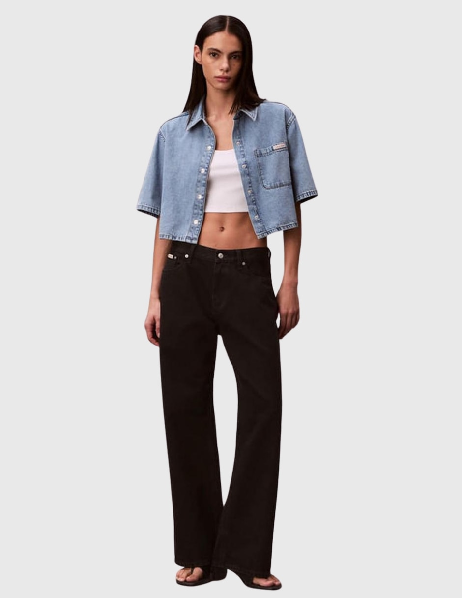 Camisa calvin klein de algodón manga corta para mujer