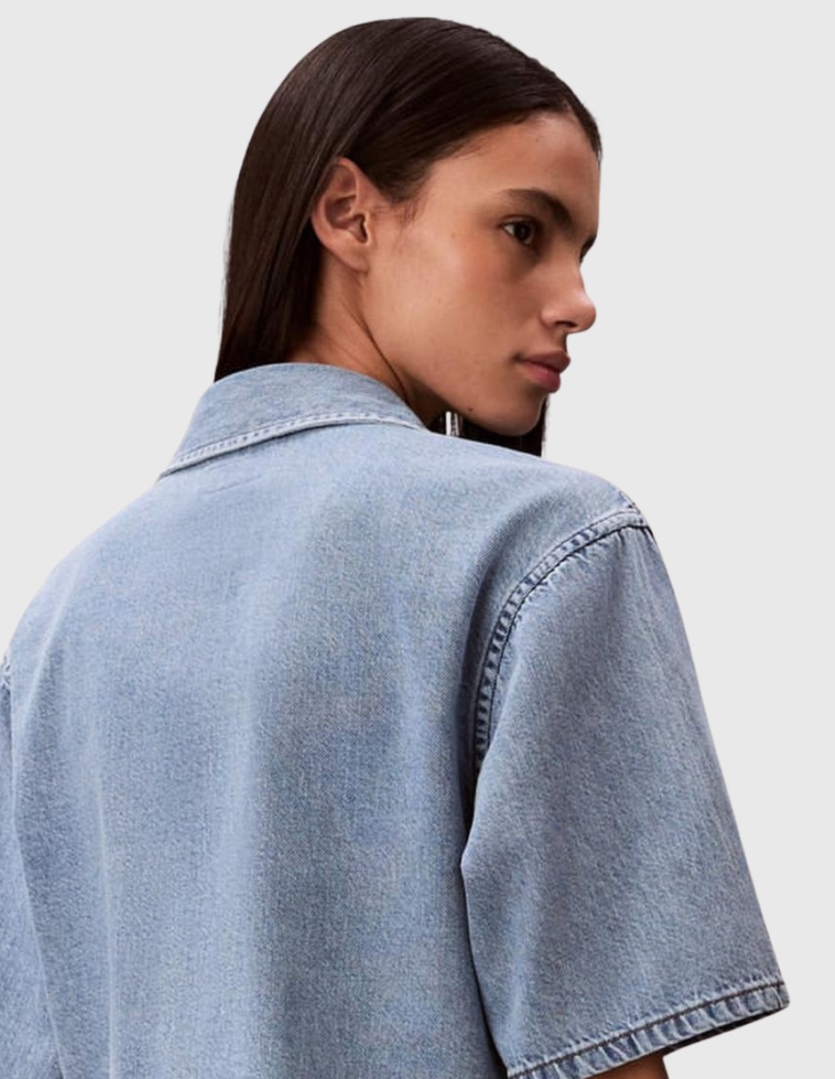 Camisa calvin klein de algodón manga corta para mujer