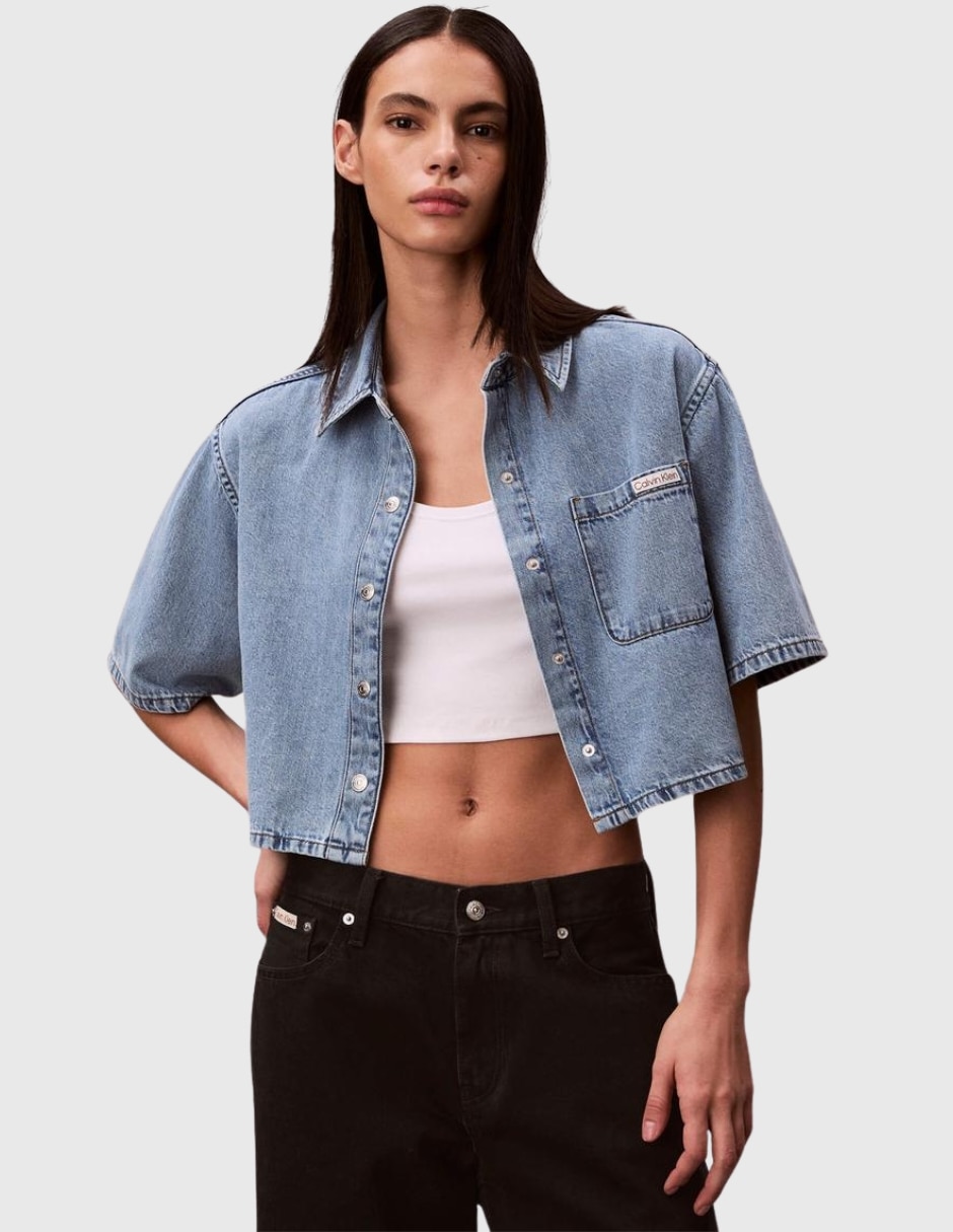 Camisa de algod—n manga corta para mujer