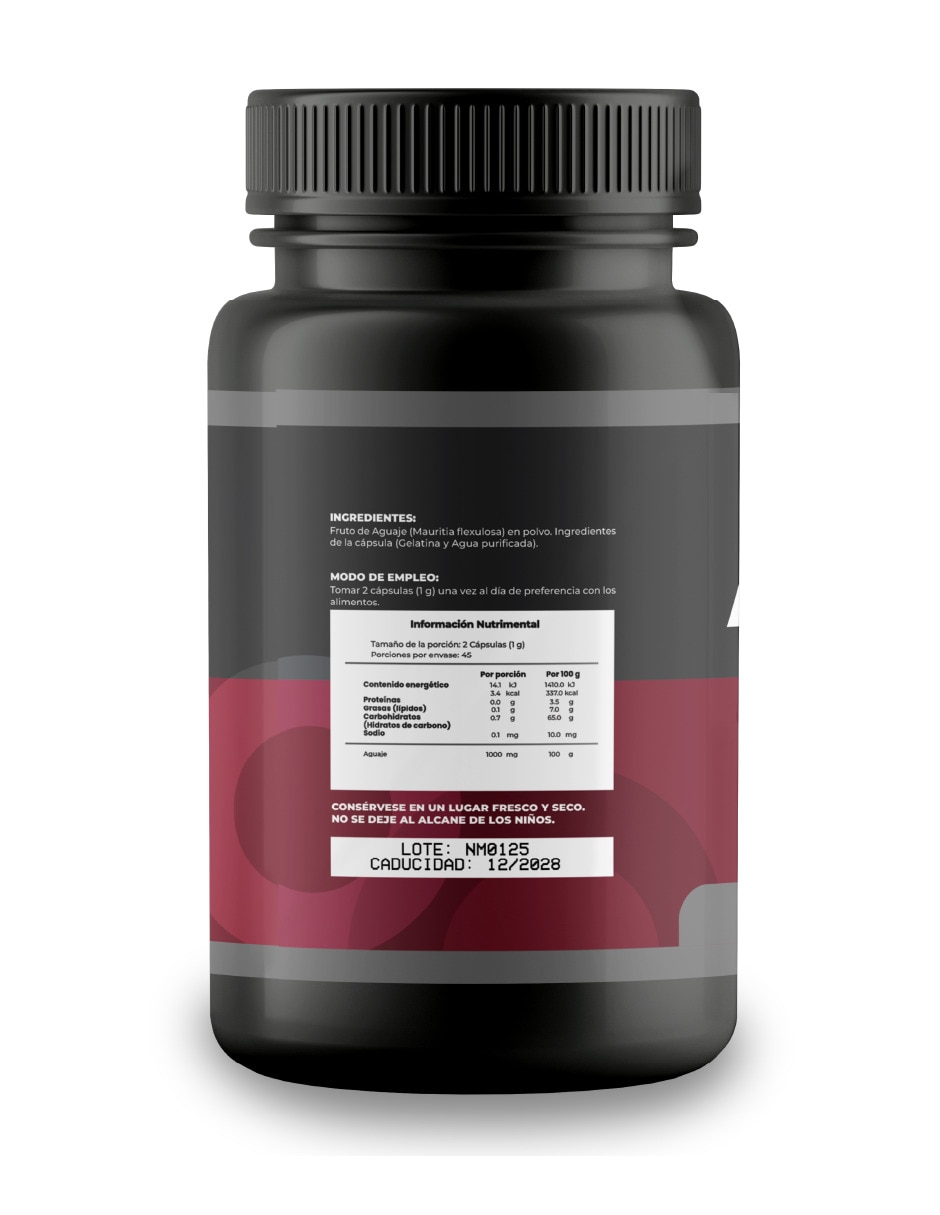 Suplemento alimenticio Aguaje 500mg 90 cápsulas 6