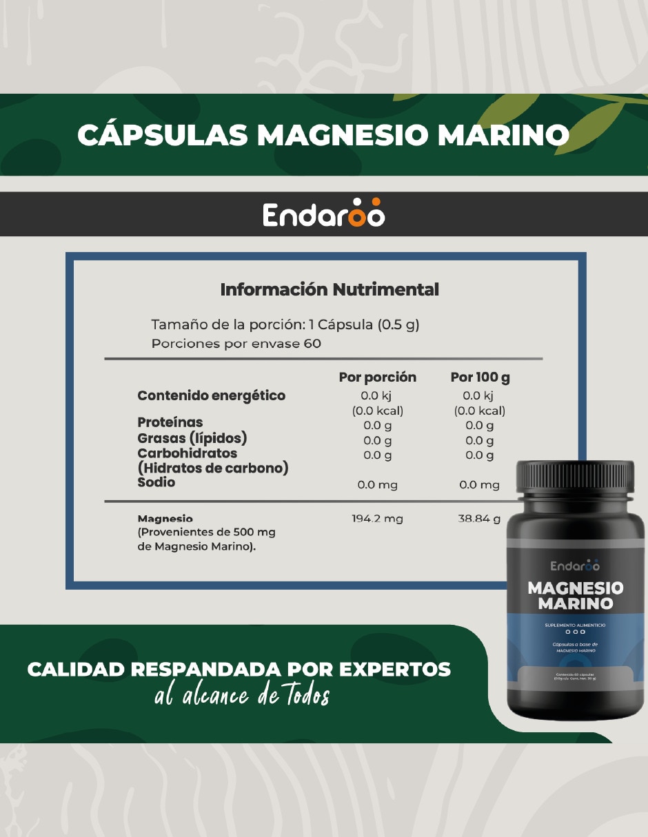 Magnesio Marino 60 Cápsulas - Alta Biodisponibilidad natural 2