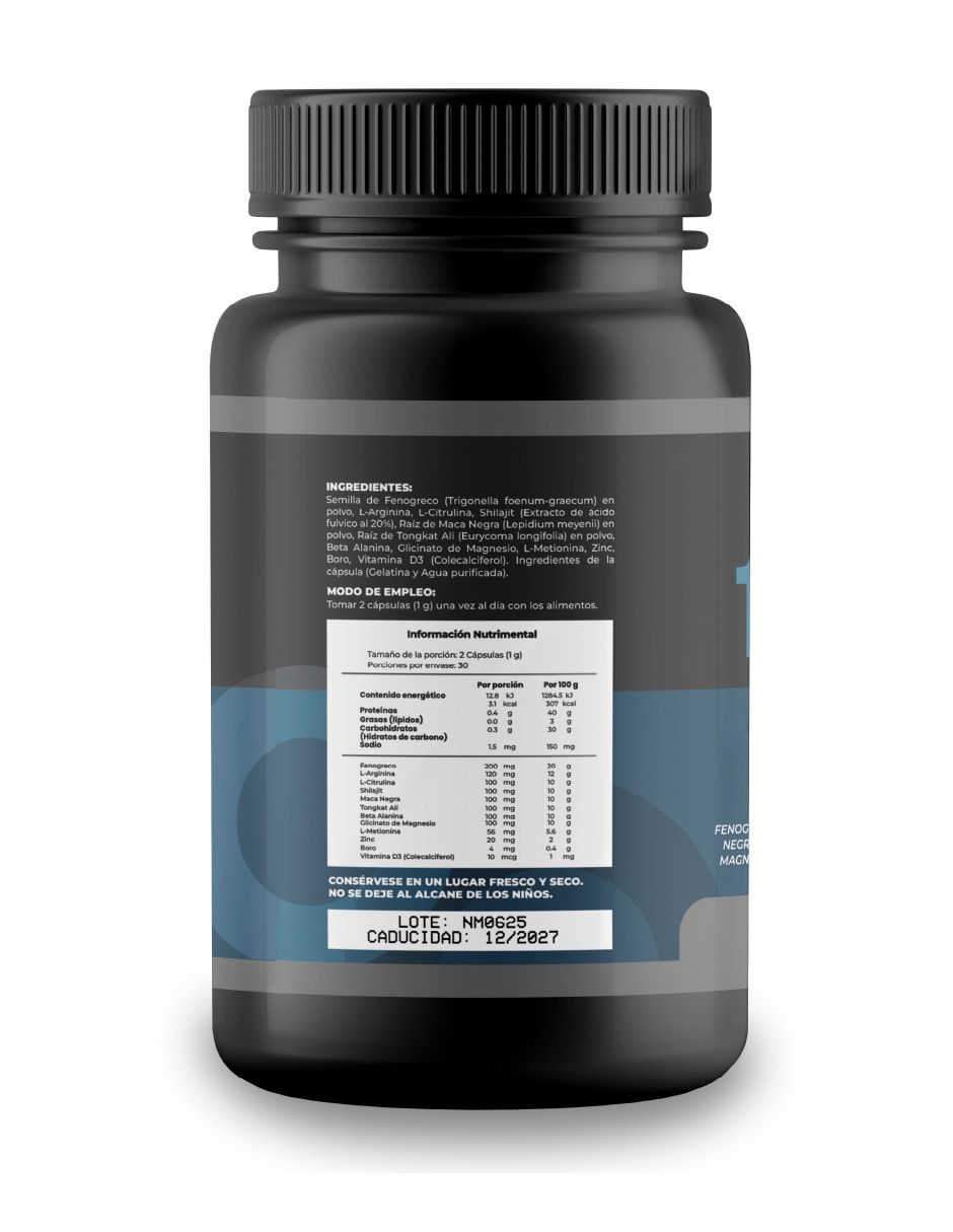 Antioxidante Testo Mens Testosterona con 12 Ingredientes 60 Cápsuslas 4