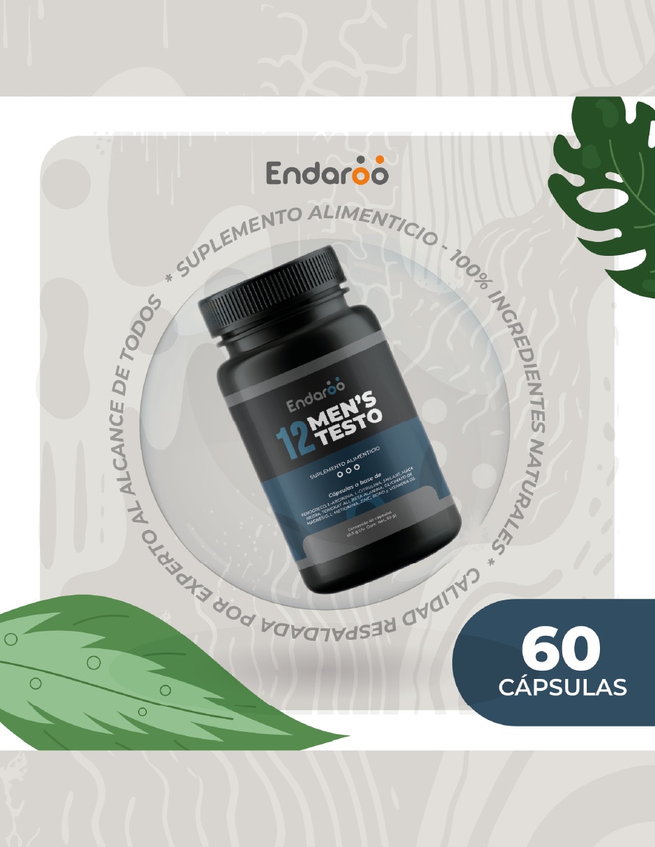 Antioxidante Testo Mens Testosterona con 12 Ingredientes 60 Cápsuslas 5