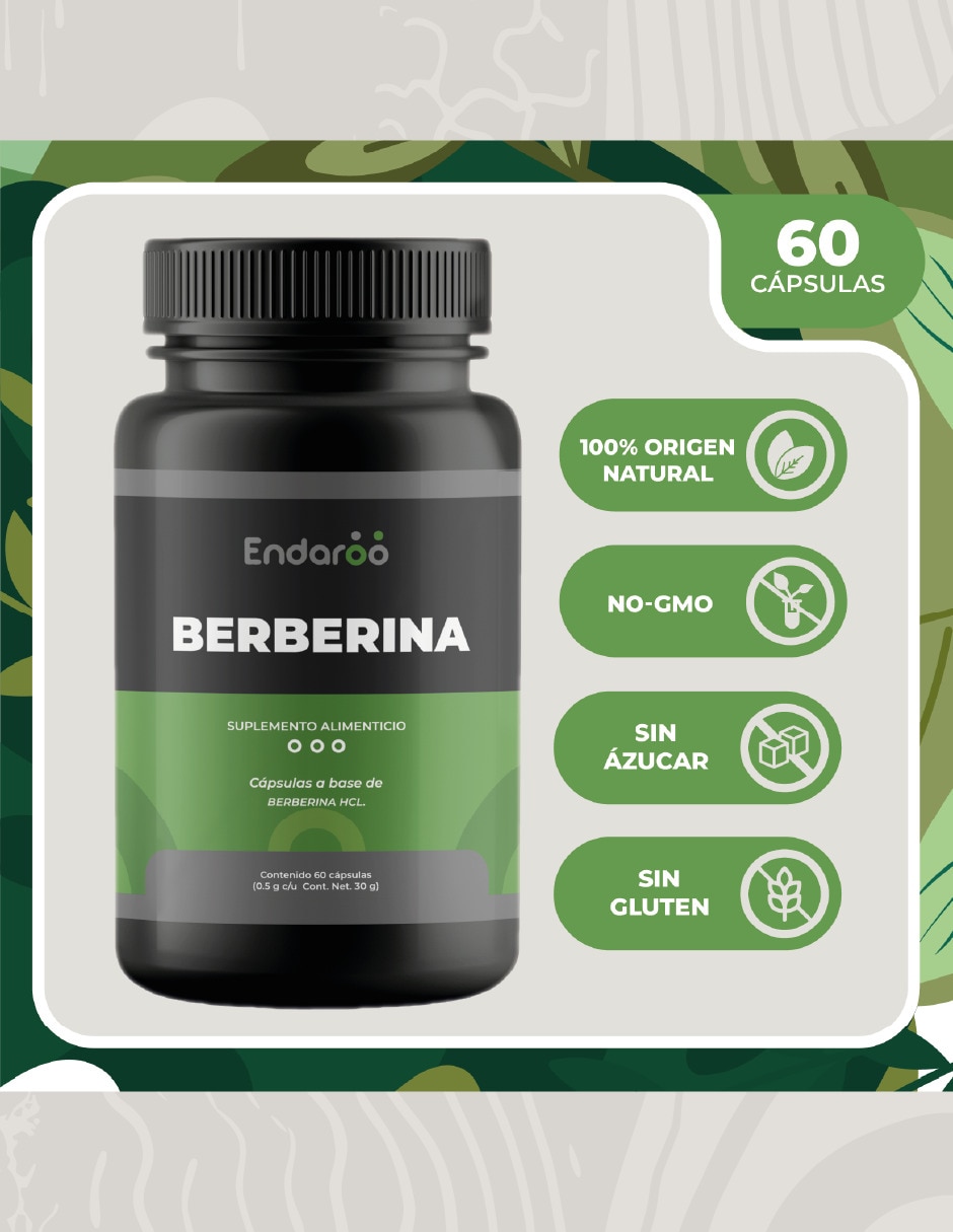 Suplemento alimenticio Berberina Hcl 97% 500mg 180 Cáps 5