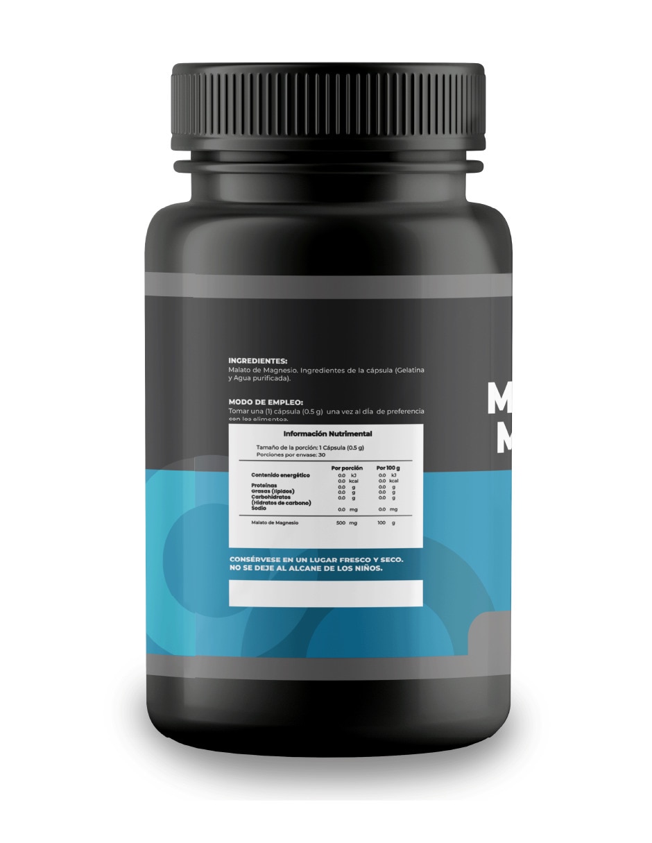 Malato De Magnesio 30 Capsulas 500 mg sabor natural 4