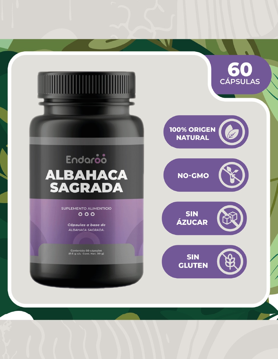 Antioxidante Albahaca sagrada 60 capsulas 500 Mg Tulsi 3