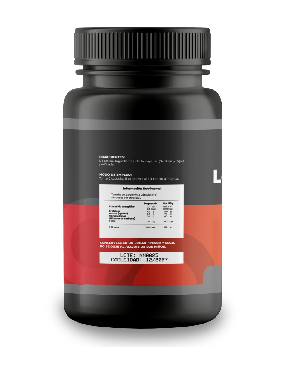 L - Tirosina 500mg - 60 Cápsulas sabor natural 3