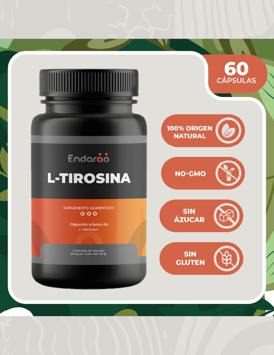 L - Tirosina 500mg - 60 Cápsulas sabor natural 4