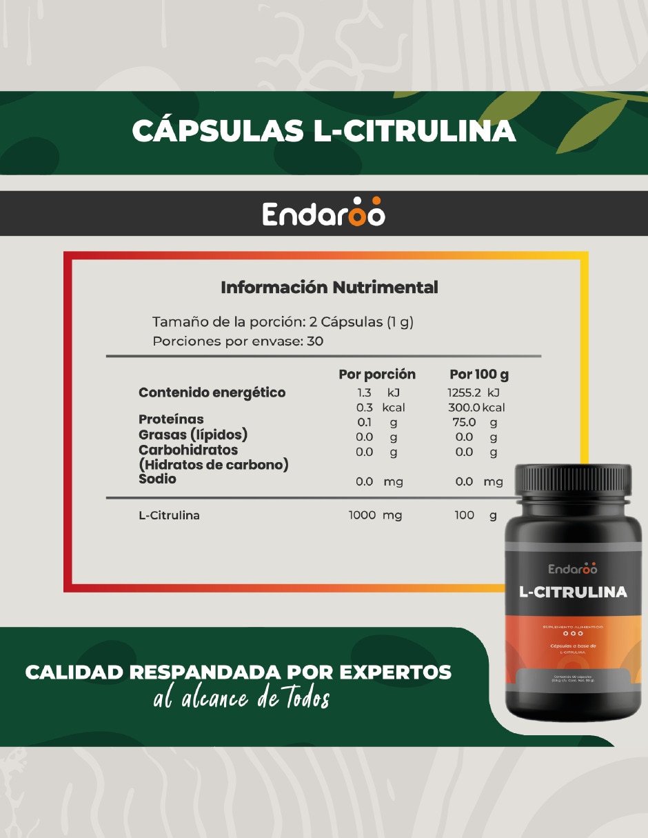 L Citrulina - 60 Cápsulas 500 mg natural 6