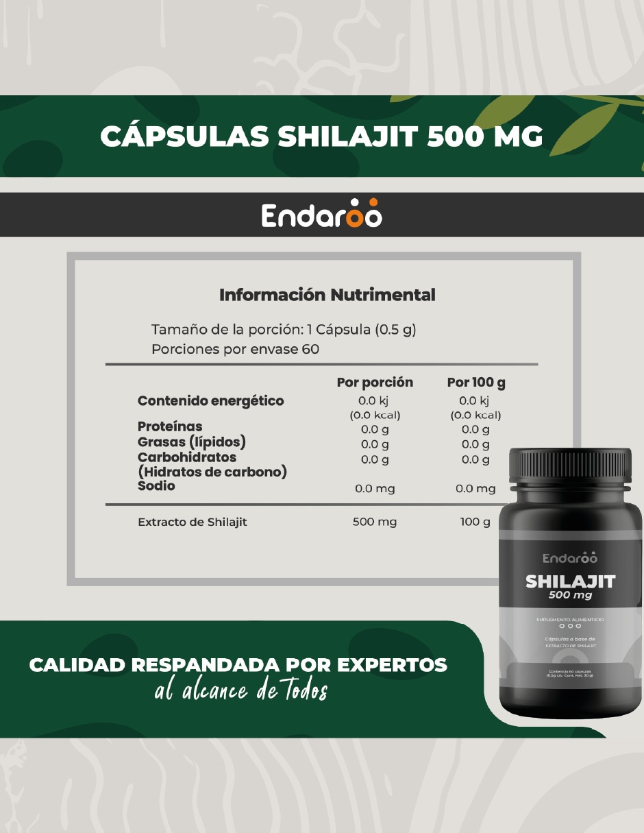Shilajit Premium 60 Cápsulas Naturales - Energía Y Vitalidad sabor natural 2