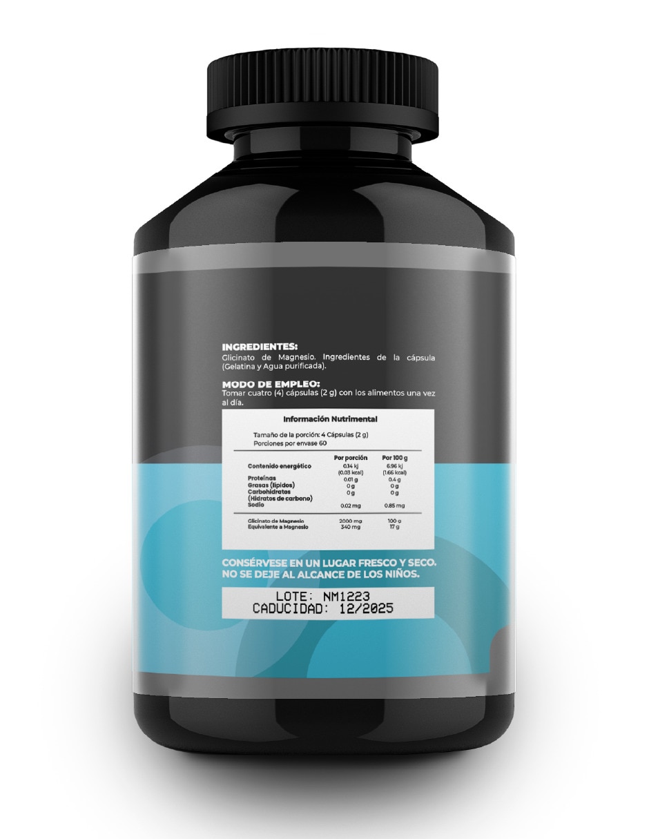 Glicinato De Magnesio 500 mg 240 Cápsulas 4
