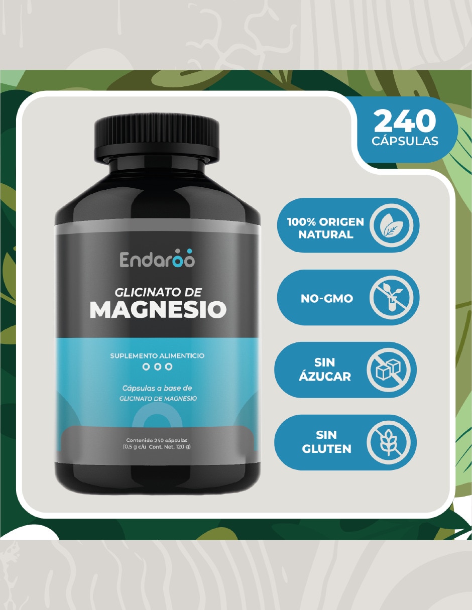 Glicinato De Magnesio 500 mg 240 Cápsulas 5