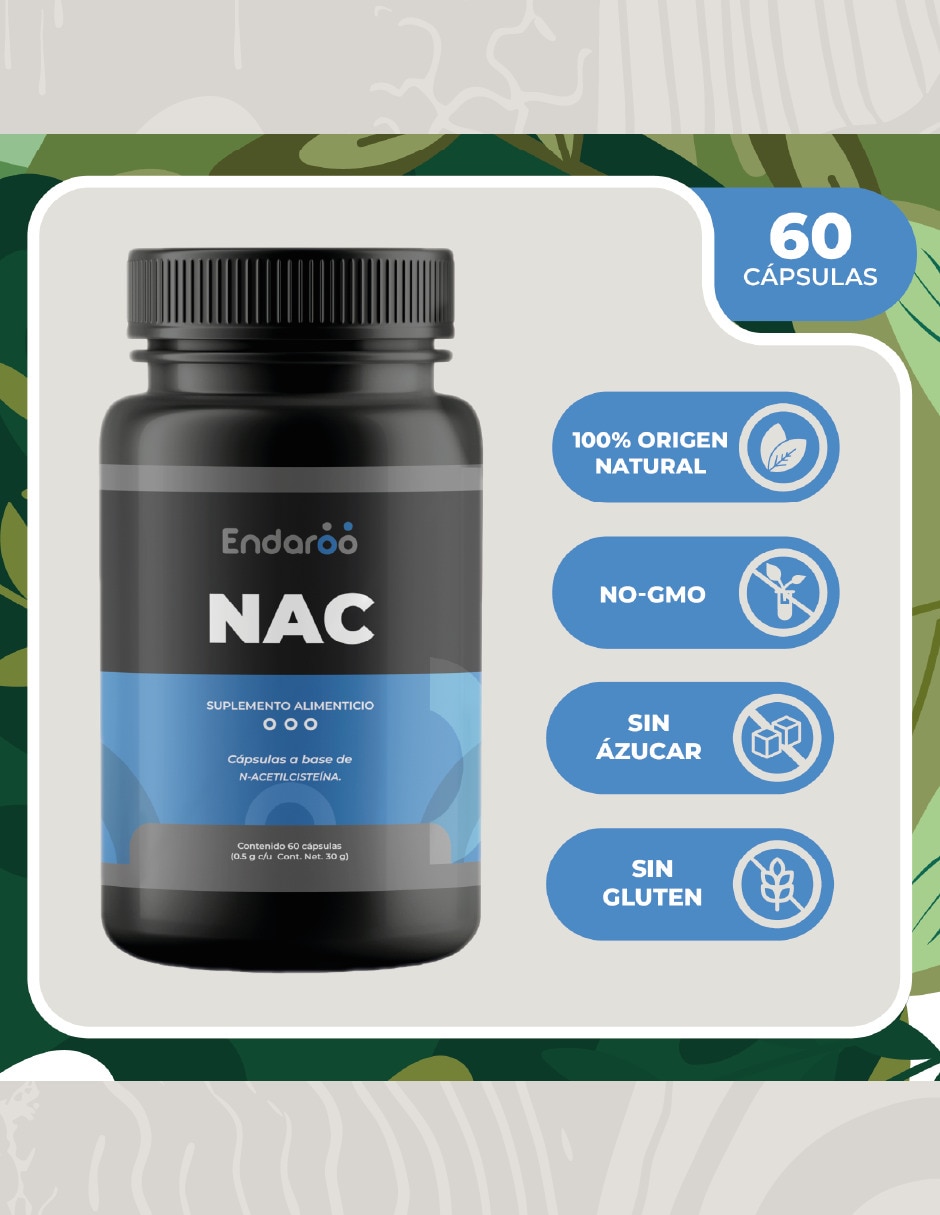 Nac N-acetilcisteína 60 Cápsulas 1000 mg por porción sabor natural 4