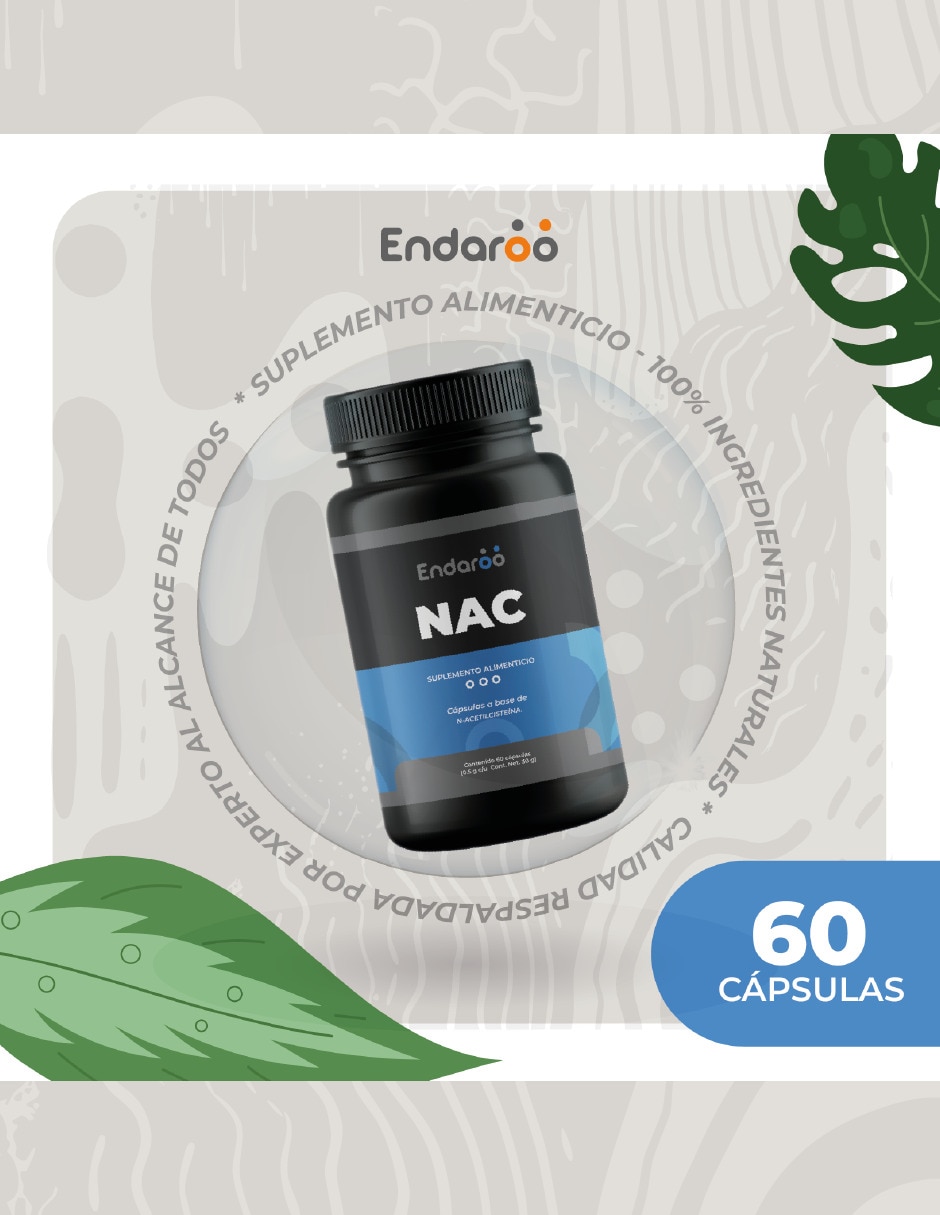 Nac N-acetilcisteína 60 Cápsulas 1000 mg por porción sabor natural 5