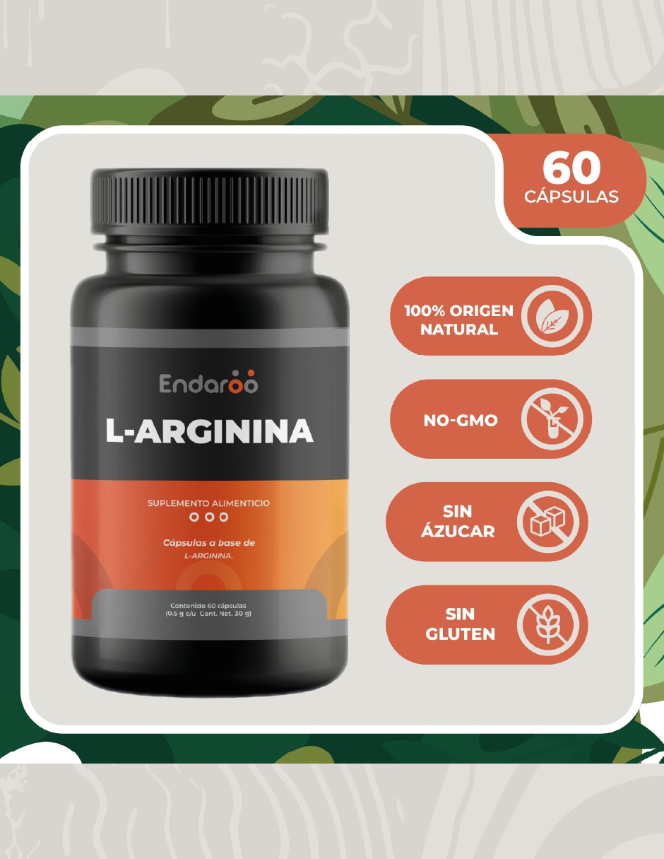 L Arginina - 60 Cápsulas De 500 mg De L Arginina sabor natural 4