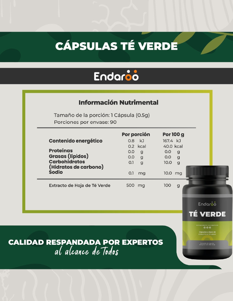 Té Verde Cápsulas 500 mg - 90 Cápsulas sabor natural 6