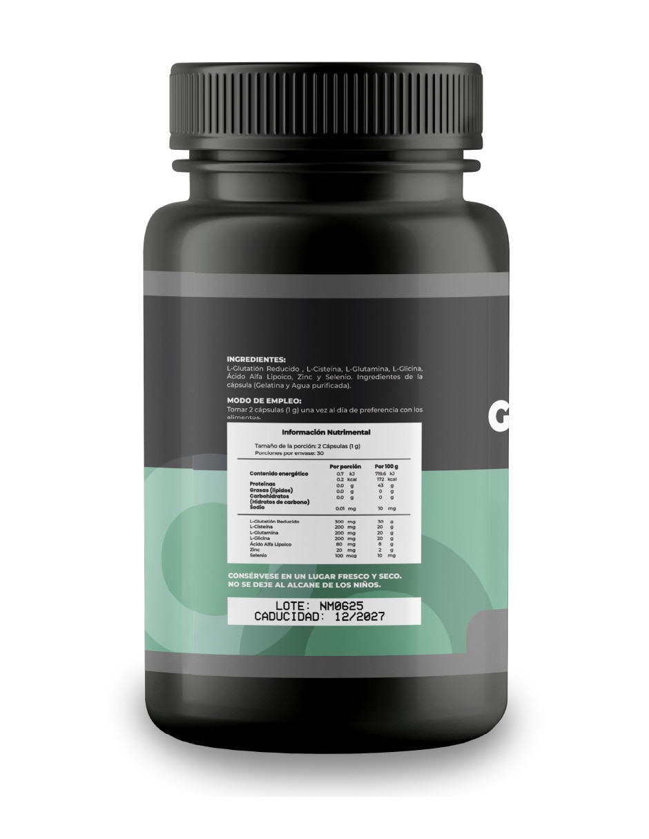 L-glutation glutamina glicina Ácido Alfa Lipoico 60 Caps sabor natural 4