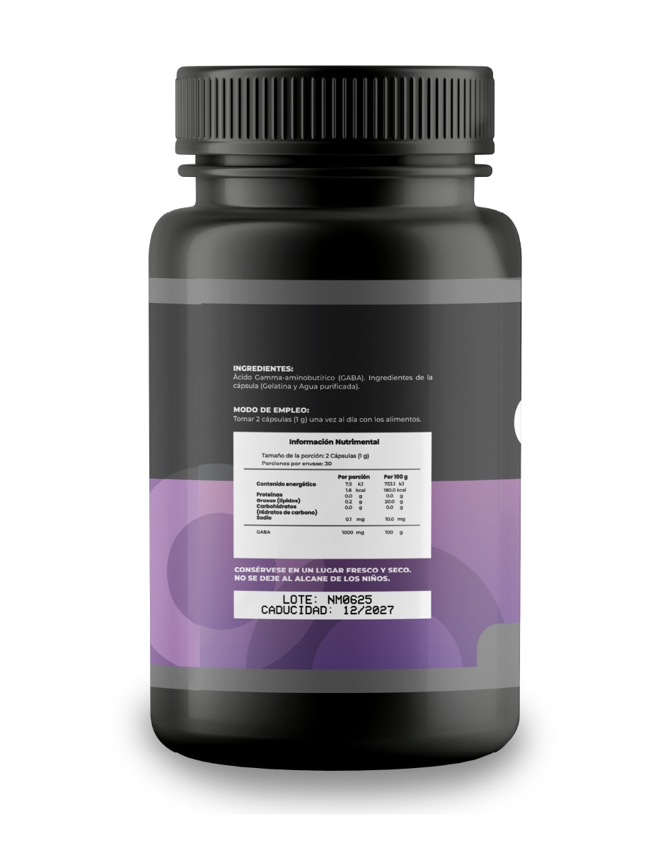Gaba 500 Mg - 60 Cápsulas sabor natural 4