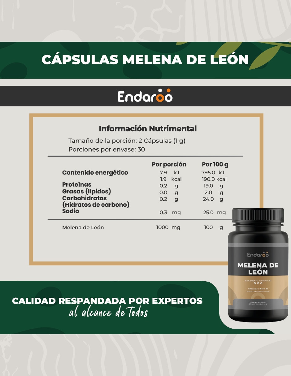 Hongo De Melena De León 60 Cápsulas 6